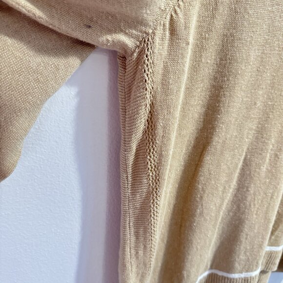 J. Jill Sweater Tan XL Sand & Sea Linen Cotton Embroidered Beach Lagen Nautical - Picture 7 of 12